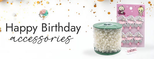 7CirclesUSA Happy Birthday decoration sets with balloons and banners.