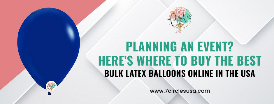 Blue latex balloon highlighting where to buy bulk latex balloons online in the USA.