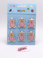 -Pink teddy bear baby shower decoration with clip, perfect for party favors.