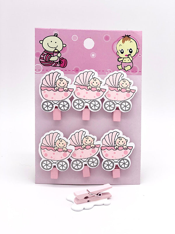 Baby Shower Decorations Carriage with Cloths pin (Pink/Blue)
