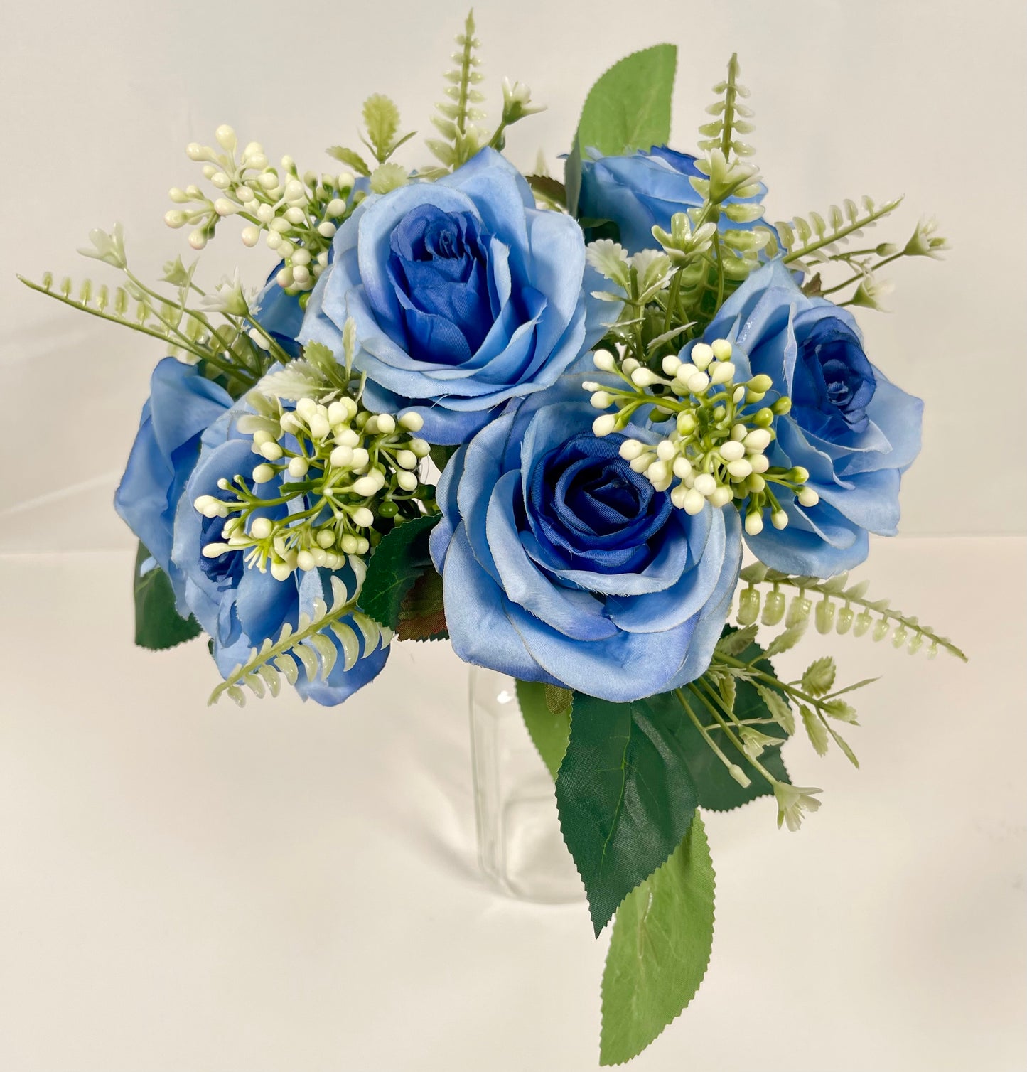 Rose Bush 7 head with filler Blue color top image 7CirclesUSA