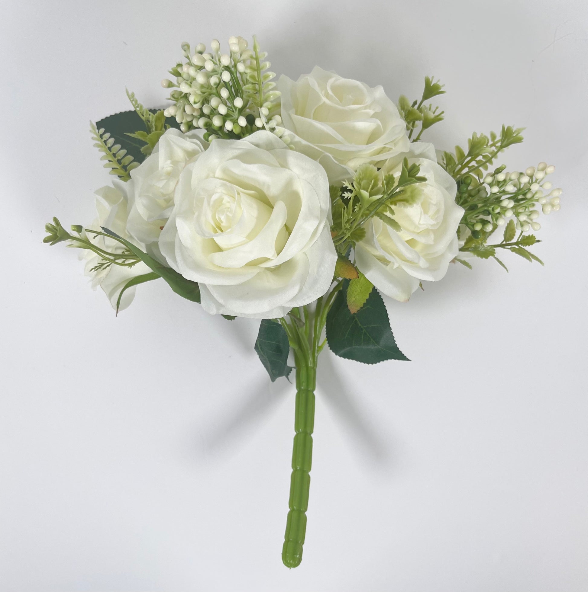 Rose Bush 7 head with filler Ivory color front image 7CirclesUSA